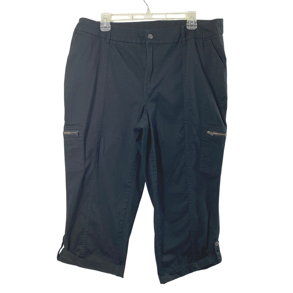 EST.‎ 1946 Cargo Capri Pants Womens 18W Black Classic Utility Cropped Stretch